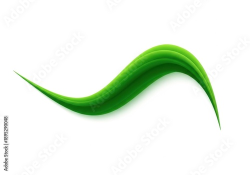 Vibrant green leaf swirl against a clean white background