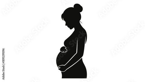 Pregnant Woman Silhouette Expecting Mother Profile.