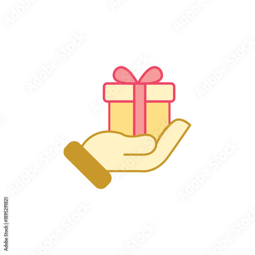 Hand holding a gift box vector illustration