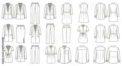 Fashion Design Sketches of Womens Clothing Collection.
