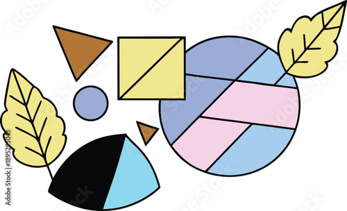 Gold leaf abstract geometry with handcrafted ink texture