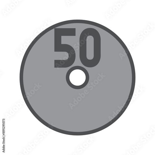 50円玉（硬貨・コイン）のシンプルなイラスト