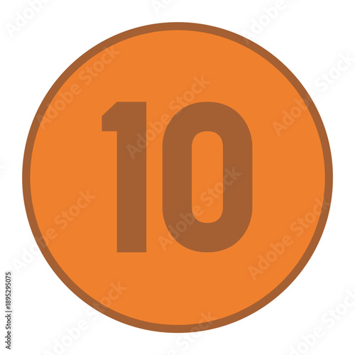 10円玉（硬貨・コイン）のシンプルなイラスト