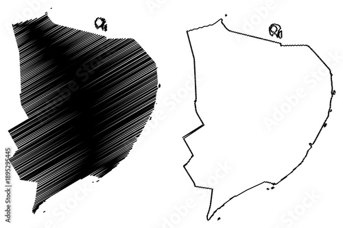 Dronten municipality (Kingdom of the Netherlands, Holland, Flevoland province) map vector illustration, scribble sketch Dronten map