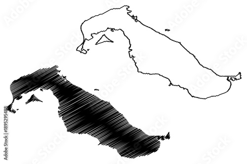 Goeree-Overflakkee island and municipality (Kingdom of the Netherlands, Holland, South Holland or Zuid-Holland province) map vector illustration, scribble sketch Goeree Overflakkee map