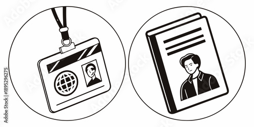 Identification Icons Set – Passport and ID Card Vector for Verification and Security.