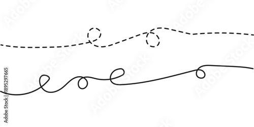 Hand drawn vector continues dotted line on isolated transparent background 