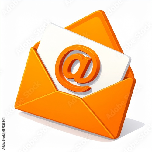 Orange envelope with email symbol on white card