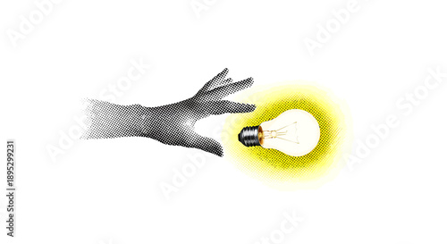 Hand holding a glowing lightbulb representing creativity and innovation in a bright environment from a straightforward viewpoint