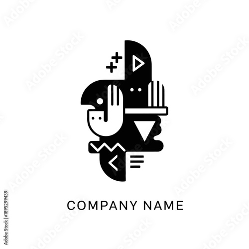 Abstract Black and White Company Logo Design.