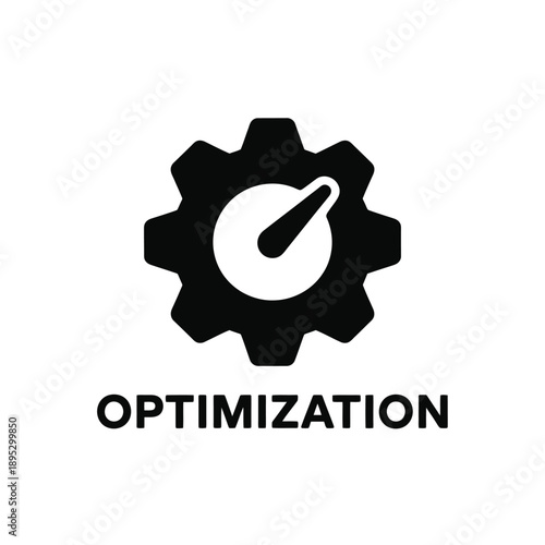 Black gear icon with a white speed indicator and the word optimization
