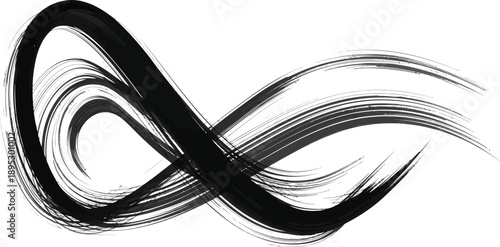 Beautiful abstract black and white infinity symbol design with elegant swirling patterns and curves