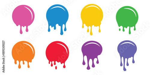 Black paint blots collection of vector icons. Cartoon paint splatters and ink splashes. Grunge splatters Abstract ink splash text banners. Blotter spots, liquid paint drip drop splash and Ink drops