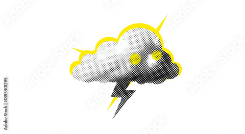 A dramatic stormy weather scene with lightning and clouds viewed from outside