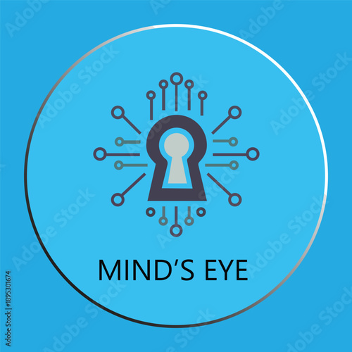 Mind’s Eye" Keyhole Icon with Digital Circuitry and Neural Connections
