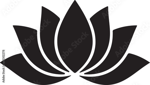 Elegant Lotus Flower Silhouette Icon Zen Meditation and Wellness Vector Illustration