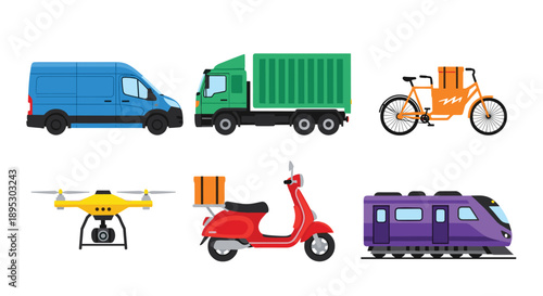 Diverse Collection of Delivery and Transportation Vehicles, Generative AI.