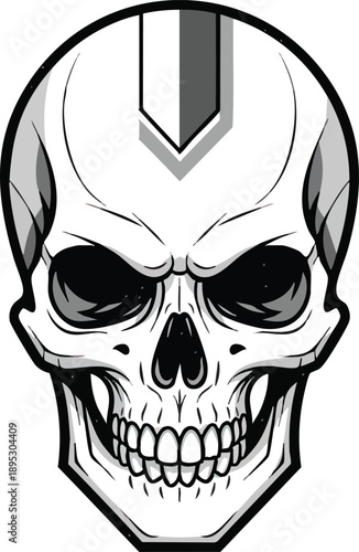 Menacing Cartoon Skull with Black Strip.