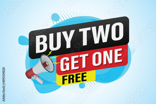 buy two get one free buy now poster banner graphic design icon logo sign symbol social media website coupon

