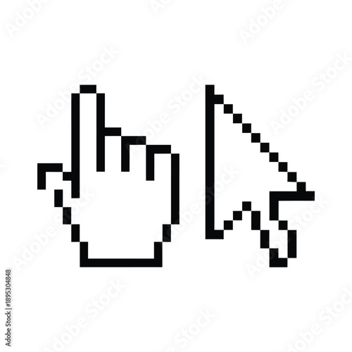 Pixelated hand cursor icon a digital pointing device illustration