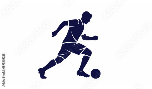 Modern soccer player silhouette vector dribbling ball for team logos and sports graphics
