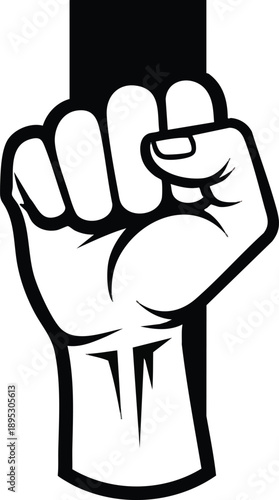Clenched Fist Hand Gesture Illustration.