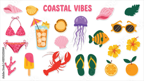 Coastal Vibes Summer Icon Set