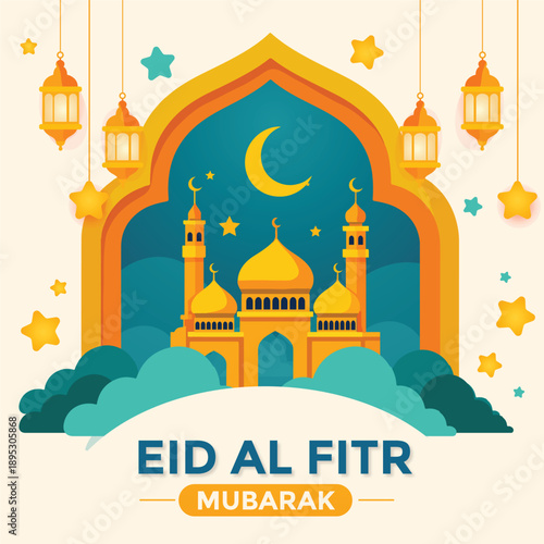 Eid mubarak and eid ul fitr social media banner or instagram post template