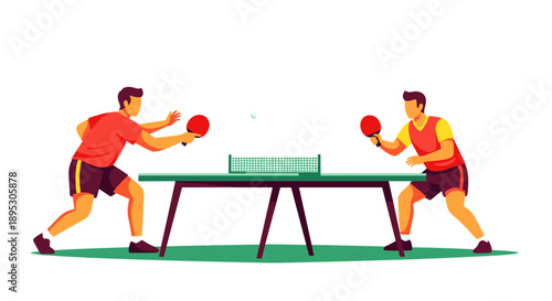 Two men playing table tennis ping pong match