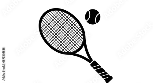 Tennis racket hitting a ball action icon