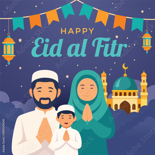 Eid mubarak and eid ul fitr social media banner or instagram post template