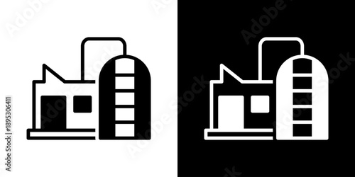 Water Factory Icon Of Mixed Black And White Style
