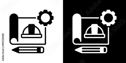 Industrial Design Icon Of Mixed Black And White Style