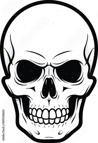 Skull Illustration with Menacing Facial Expression.