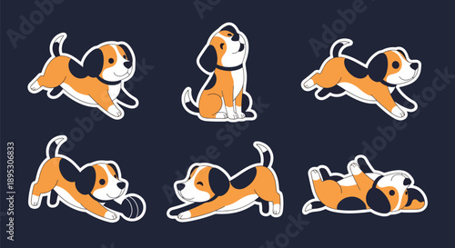 Modern vector sticker collection featuring a cute dog in multiple expressive styles and playful variations, designed for messaging apps, planners, scrapbooks, and creative digital projects