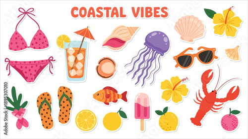 Coastal Vibes Summer Icon Set