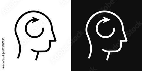 Memory recall icons - editable stroke vector illustration