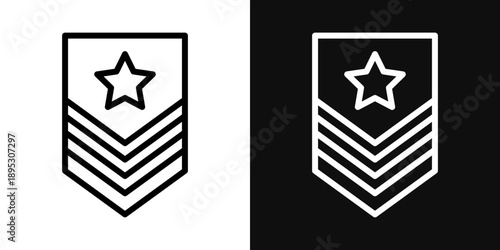 Military rank badge icons - editable stroke vector illustration