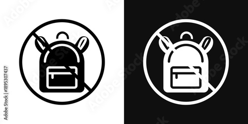 No backpacks allowed signs collection Silhouette flat icon design element.