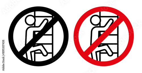 No climbing allowed signs collection Silhouette flat icon design element.