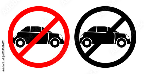 No cars signs collection Silhouette flat icon design element.