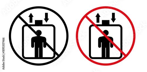 No elevator signs collection Silhouette flat icon design element.