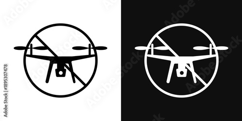 No fly drones signs collection Silhouette flat icon design element.