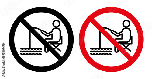 No fishing signs collection Silhouette flat icon design element.