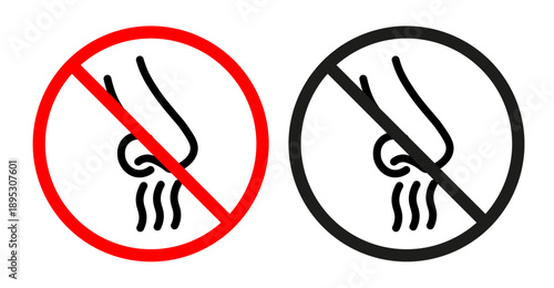 No smell signs collection Silhouette flat icon design element.