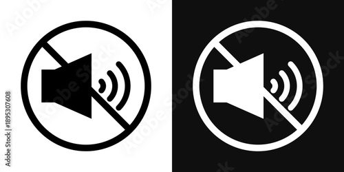 No sound signs collection Silhouette flat icon design element.