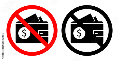 No wallet signs collection Silhouette flat icon design element.
