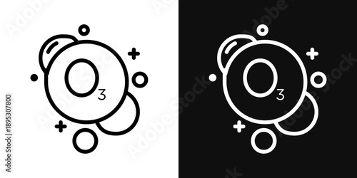 Ozonation icons - editable stroke vector illustration