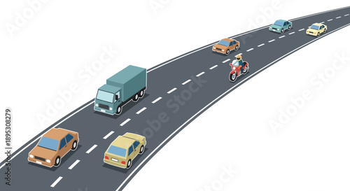 Vehicles on highway, traffic flow, transportation concept