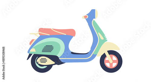 Retro Scooter Illustration - Vintage Transportation Fun